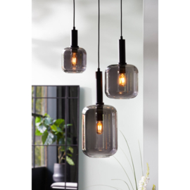 Hanglamp Ø22x52 cm LEKAR zwart+smoke glas