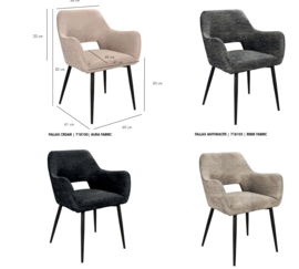 PTMD Fallax Chair Cream Ribbe - Black Leg