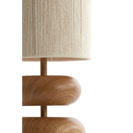 Tafellamp Ø22x50,5 cm DANIALO hout print naturel+touw crème