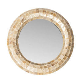 Chelsae Cream poly round shell mirror small