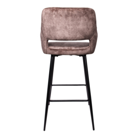 Fal LOW Velvet Brown bar stool black metal leg