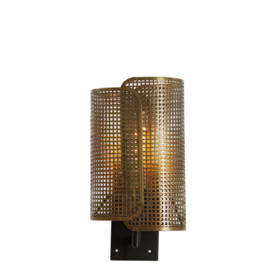 Wandlamp 20x16x38,5 cm MACI antiek brons+mat zwart