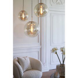 Hanglamp Ø48 cm MEDINA antiek brons+glas amber