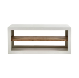 VERONA - rek 1 schap - kalkpleister / acacia hout - L 135 x W 40 x H 45 cm - gebroken wit