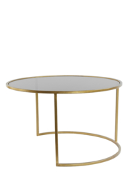 Salontafel S/2 Ø65x39+Ø75x44 cm DUARTE glas smoke-goud