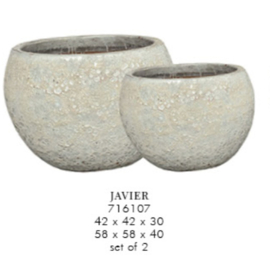 Javier Grey ceramic bowl pot round set of 2