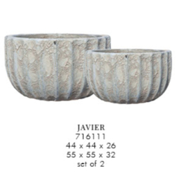 Javier Grey ceramic pot oval set of 2