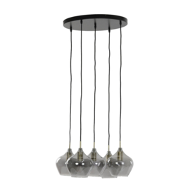 Hanglamp 5L Ø61x66 cm RAKEL antiek brons+smoke