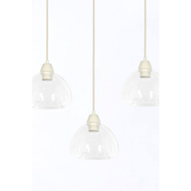 Hanglamp 5L 104x19x14 cm BISHO glas helder+crème
