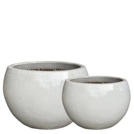 Rae White ceramic bowl pot round set of 2