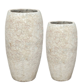 Javier Grey high ceramic pot round set of 2