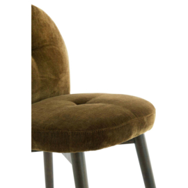 Eetkamerstoel 59x50x83 cm SINOSA velvet olijf grn+hout d brn