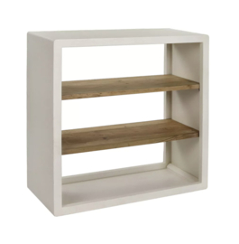 VERONA - rek 2 schappen - kalkpleister / acacia hout - L 90 x W 40 x H 90 cm - gebroken wit