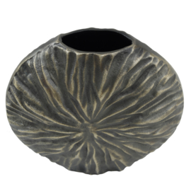 Lozac Grey alu round shaped pot wavy structure