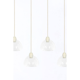 Hanglamp 5L 104x19x14 cm BISHO glas helder+crème