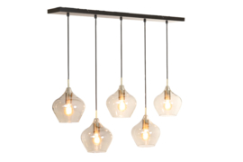 Hanglamp 5L 104x20x120 cm RAKEL antiek brons+smoke