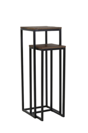 Zuil S/2 30x30x83+36x36x103 cm BRYSON hout bruin-zwart
