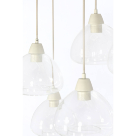 Hanglamp 10L 120x19x14 cm BISHO glas helder+crème
