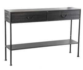 Ray Black wooden sidetable metal frame 2 drawer - PTMD Collection
