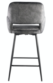 Fal LOW Velvet anthracite bar stool black metal leg