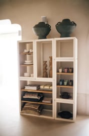 VERONA - rek 2 schappen - kalkpleister / acacia hout - L 90 x W 40 x H 90 cm - gebroken wit