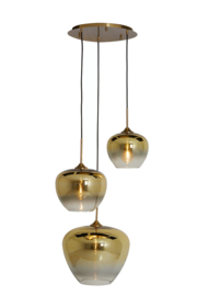 Hanglamp 3L Ø40x160 cm MAYSON glas goud-helder+goud