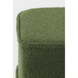 Poef 40x40x35 cm KIKI teddy donker olijf groen