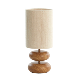Tafellamp Ø22x50,5 cm DANIALO hout print naturel+touw crème
