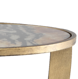 Laiko Brown metal sidetable marble print gold star - PTMD Collection