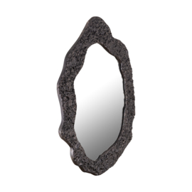 Morina Black alu glass mirror oval shaped
