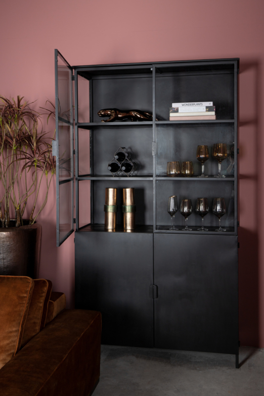 bezoek handig Sluiting PTMD Elina Glass cabinet black iron frame 2 doors | Kasten | AC  Homedecoration