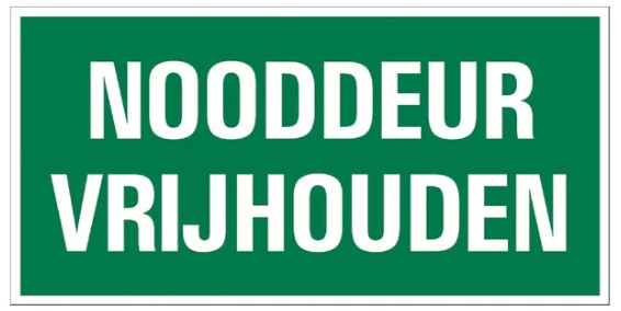 Vluchtweg - Nooddeur vrijhouden 30x15cm