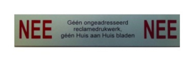Aluminium brievenbus bordje nee-nee
