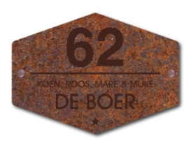 Naambord cortenstaal look