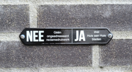 Emaille brievenbus bordje nee-ja 