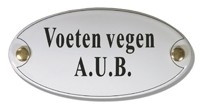 Emaille artnr. NS-1022 (10x5 cm) type  voeten vegen A.U.B