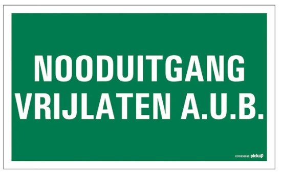 Nooduitgang vrijlaten a.u.b. bord 33x20cm