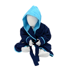 Babybadjas met capuchon Marinablauw - Lichtblauw