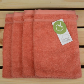 Organische washandjes 16 x 21 cm Koraalrood - Rose - 600 gram