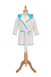 Kinderbadjas met capuchon Wit - Zeeblauw