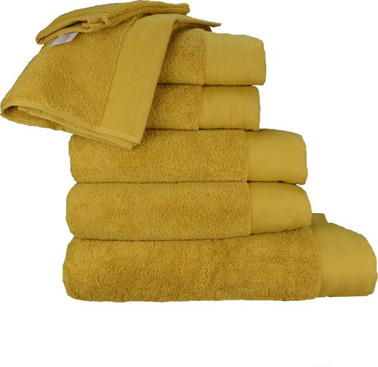 Luxe handdoekenset 700 gram Mosterdgeel - 14 delig