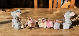 Muisjes met stok vol pakjes