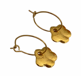 Golden Flower Hoop Earrings