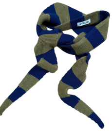 Bybjor Merino Wool Chunky Stripe Mini Scarf "Navy-Olive"