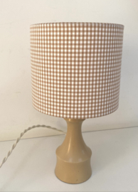 Natural Check Light Brown & Wood Vintage Lamp