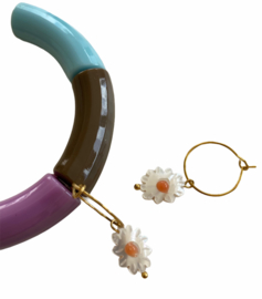 Golden Little Daisy Hoop Earrings