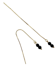 Bybjor Black Onyx Threader Earrings