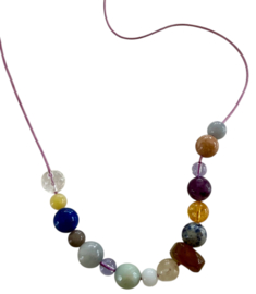 Bybjor Pastel Crystals & Button Necklace