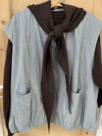 Bybjor Merino Wool Large Scarf "Brown-Melange"