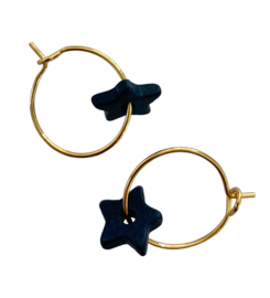 Colorful Stars Golden Hoop Earrings